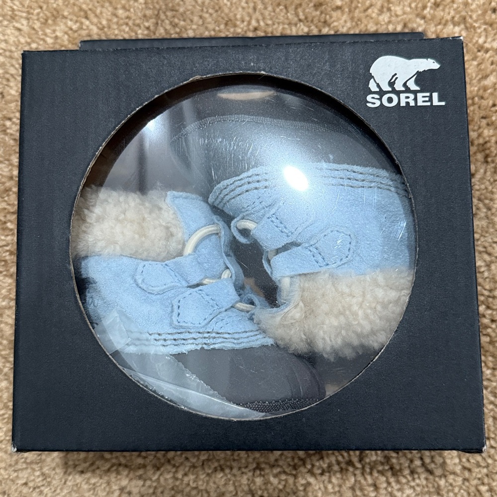 Sorel Infant Booties in Light Blue and Cream